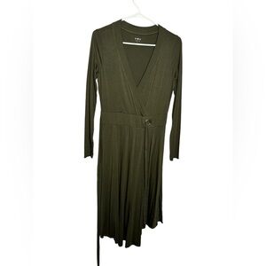 Three Dots Women's Ld5871 Refined Jersey Wrap Dress Size Medium Green